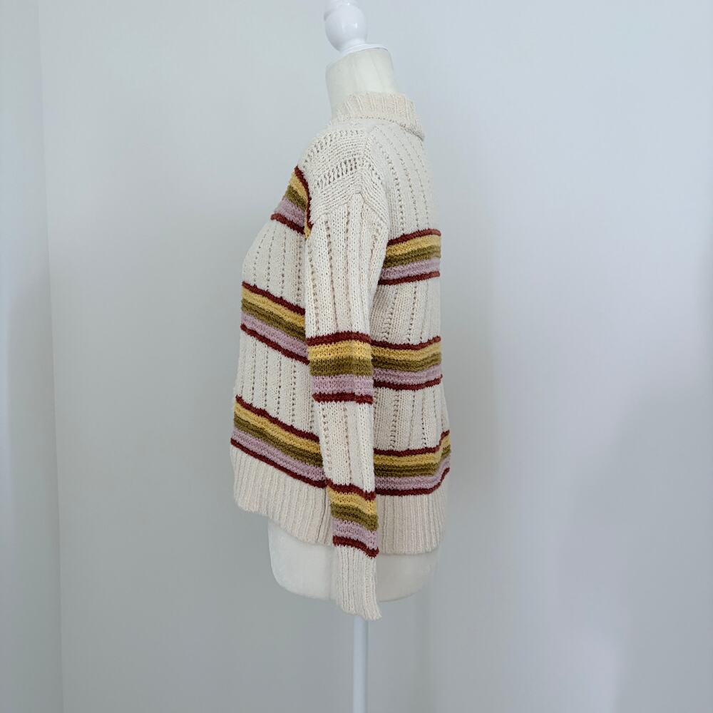 Madewell Women’s Striped Diaz Open Cardigan Sweater Ivory Rainbow Striped XXS - Picture 3 of 6